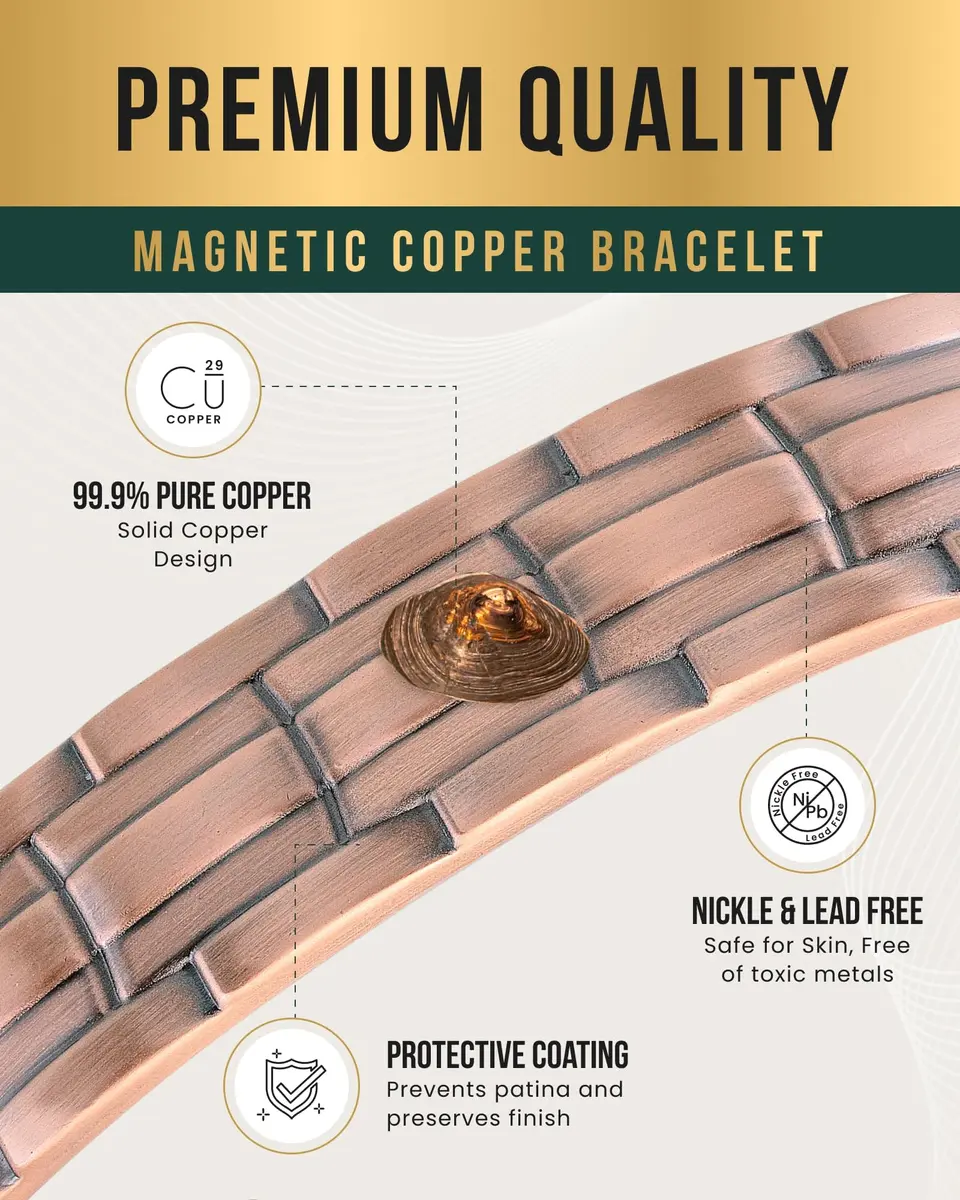 MagnetRX Copper Cuff Magnetic Bracelets for Men & Women | Stylish Magnetic Copper Wristband - view 5
