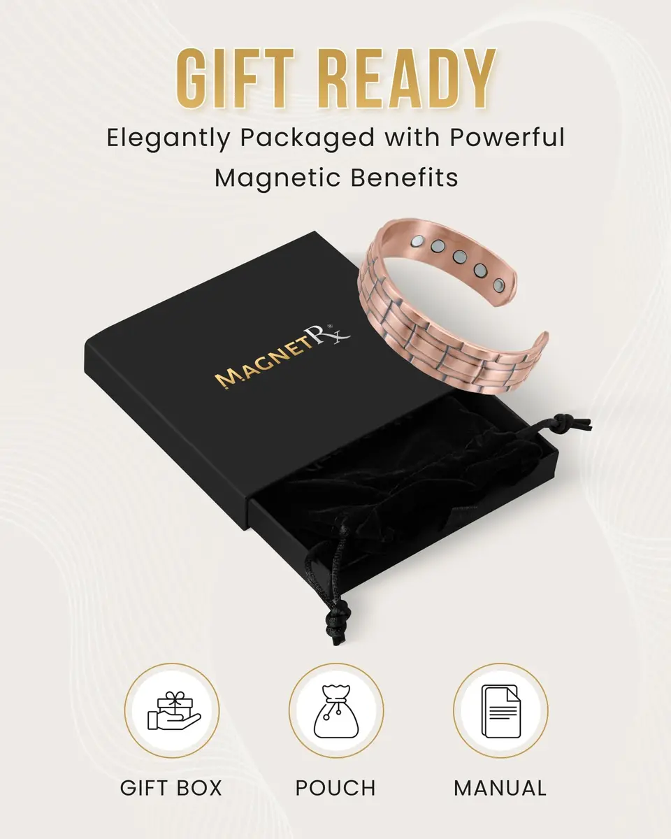 MagnetRX Copper Cuff Magnetic Bracelets for Men & Women | Stylish Magnetic Copper Wristband - view 8