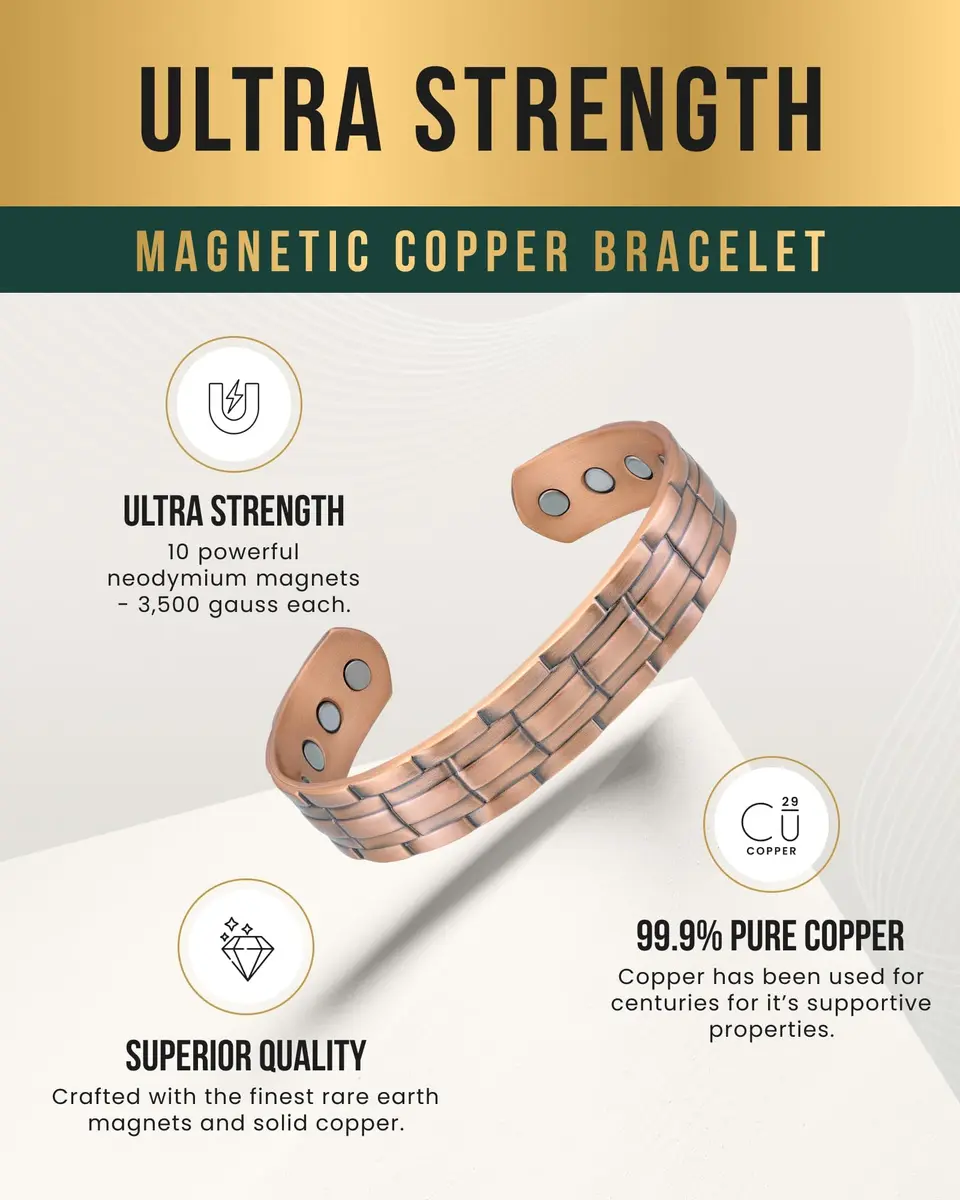 MagnetRX Copper Cuff Magnetic Bracelets for Men & Women | Stylish Magnetic Copper Wristband - view 4