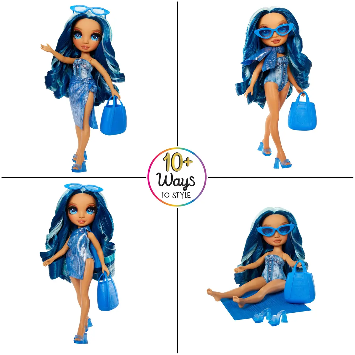 Rainbow High Swim & Style Skyler, Blue 11" Fashion Doll with Shimmery Wrap to Style 10+ Ways, Removable Swimsuit, Sandals, Accessories, Gift for Kids 4-12 - view 4