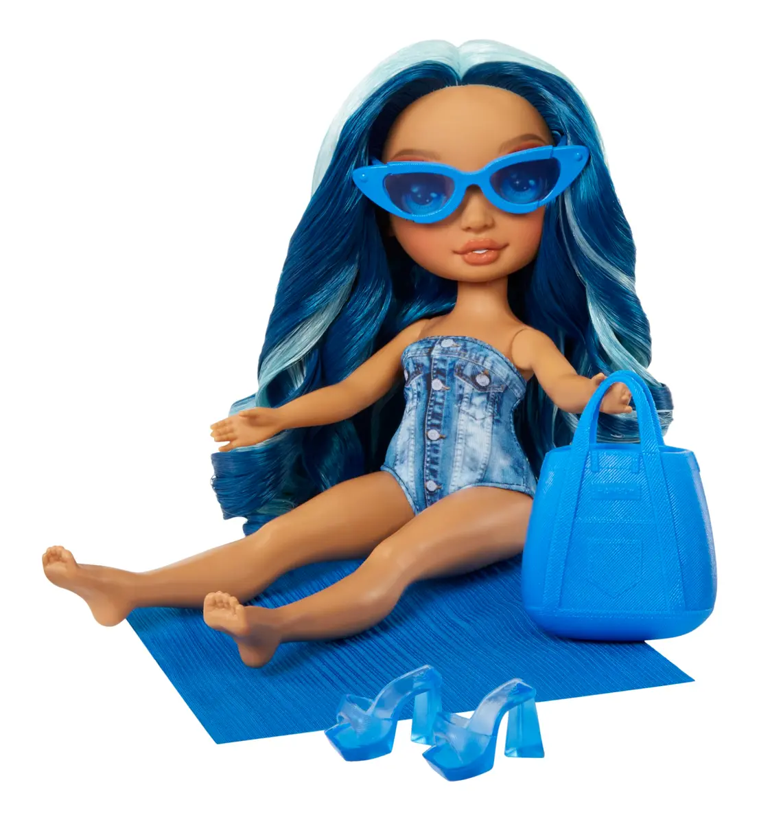 Rainbow High Swim & Style Skyler, Blue 11" Fashion Doll with Shimmery Wrap to Style 10+ Ways, Removable Swimsuit, Sandals, Accessories, Gift for Kids 4-12 - view 5