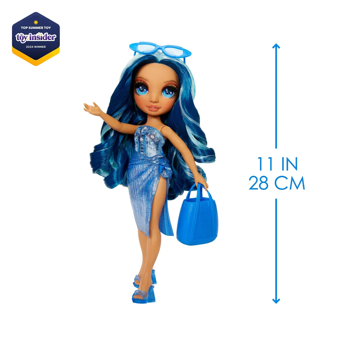 Rainbow High Swim & Style Skyler, Blue 11" Fashion Doll with Shimmery Wrap to Style 10+ Ways, Removable Swimsuit, Sandals, Accessories, Gift for Kids 4-12 - view 3