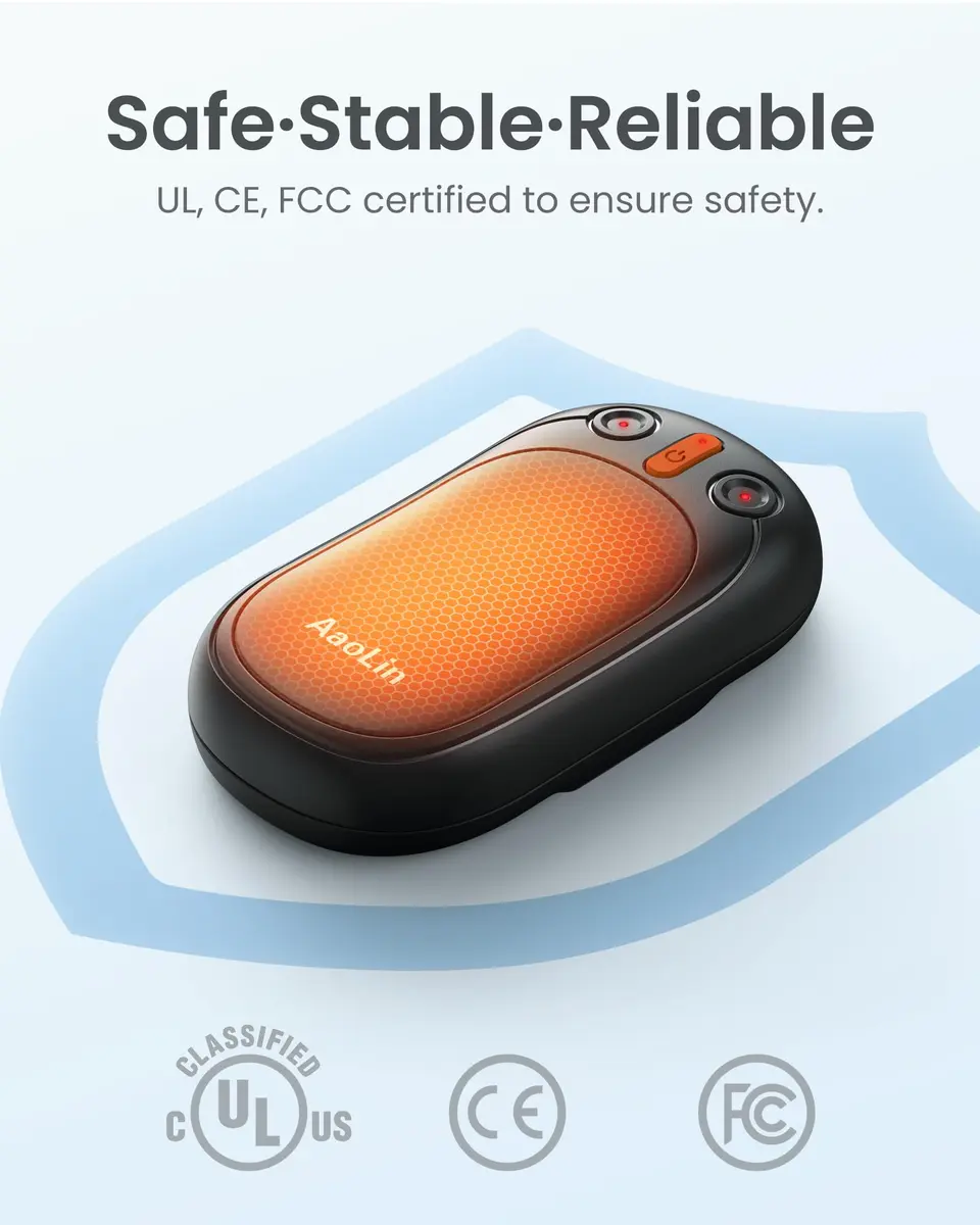 AaoLin Rechargeable Hand Warmers 4 Pack Black | 12 Hours Long Heating Portable Pocket Handwarmer - view 4