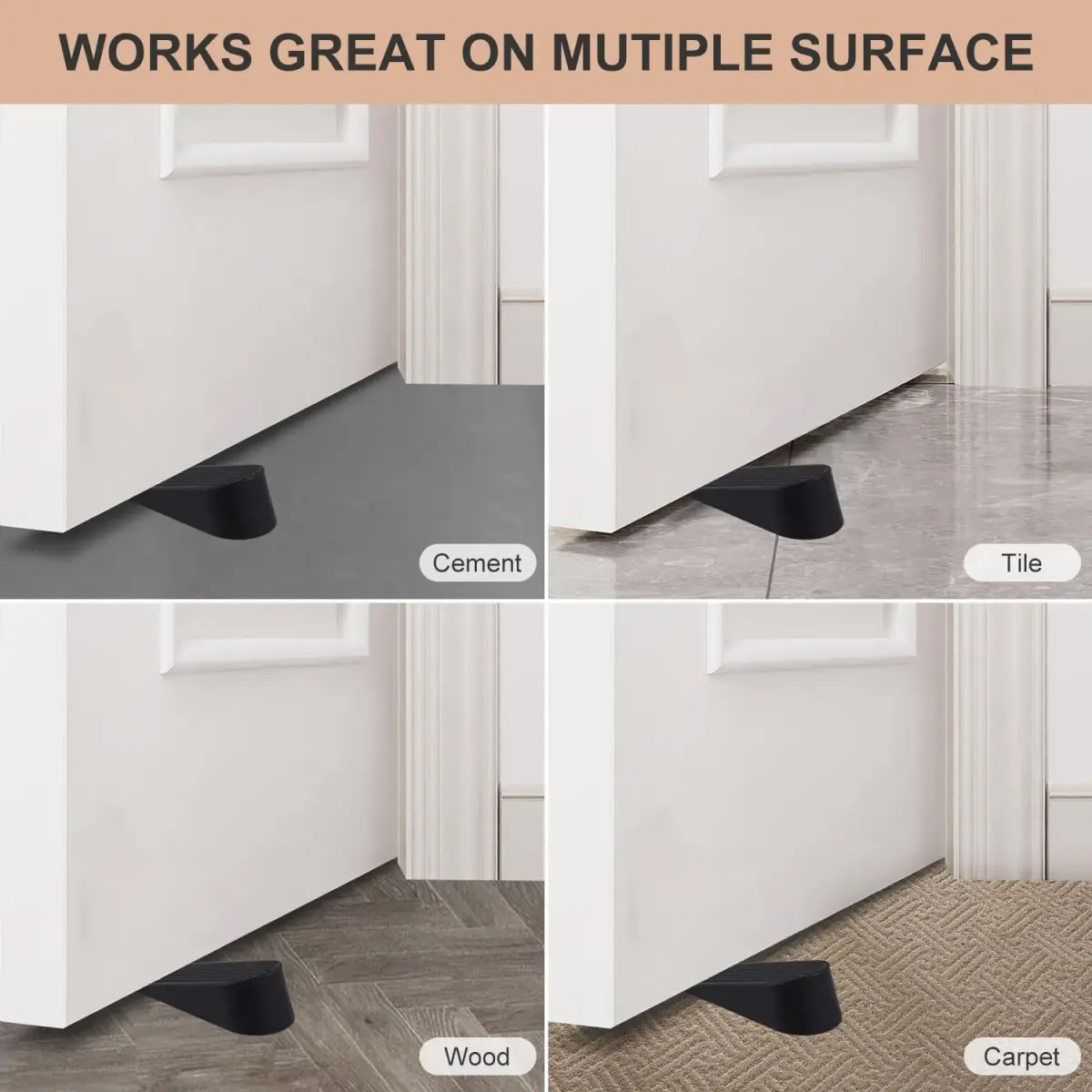 JZWBLILY Big Door Stopper 2 Pack Black | Heavy Duty Rubber Door Wedge for Floor & Carpet - view 4