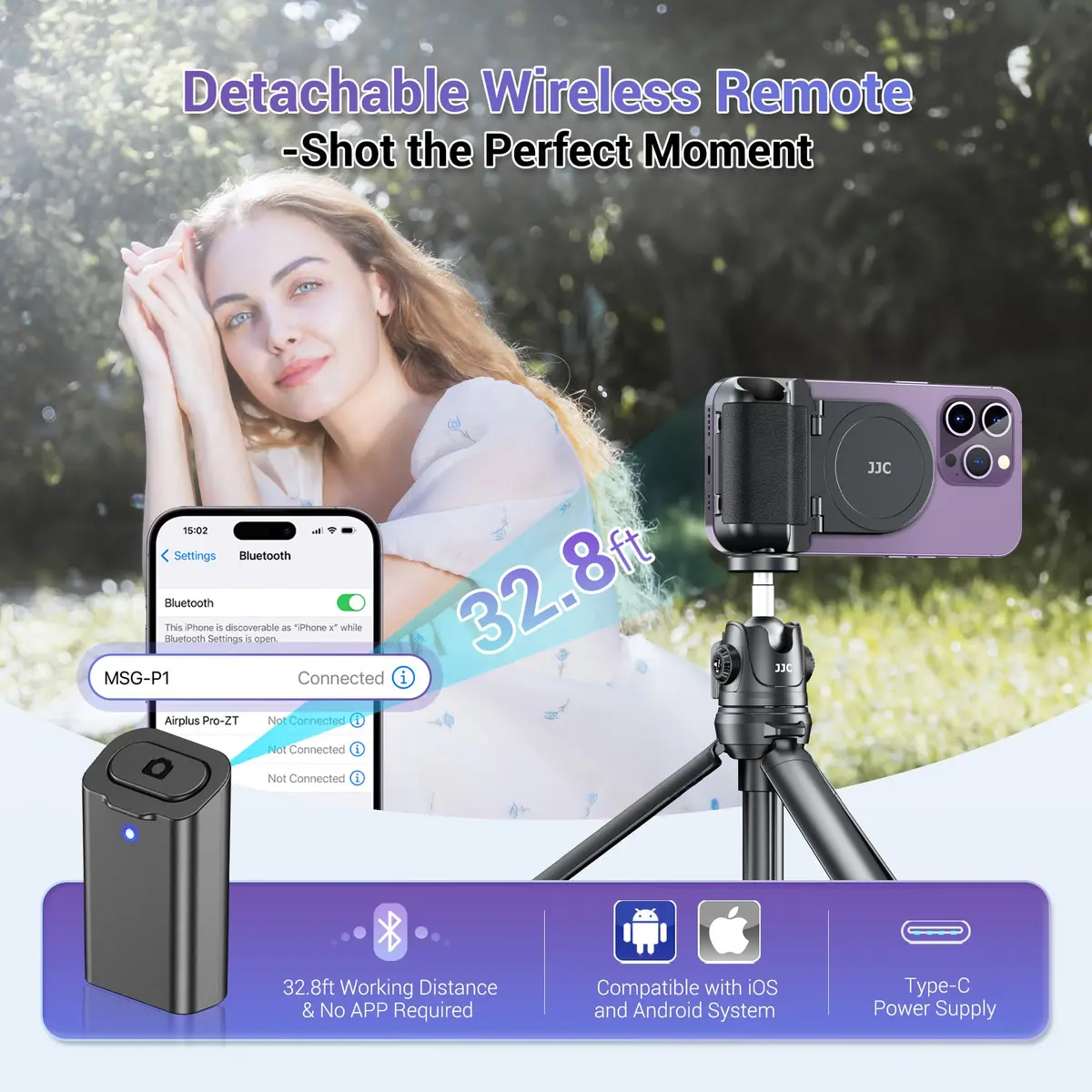 JJC Magnetic Phone Camera Grip Handle with Remote for MagSafe iPhone, Pink | Vlog & Live Streaming Support - view 6