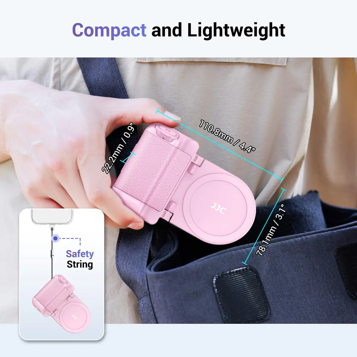 JJC Magnetic Phone Camera Grip Handle with Remote for MagSafe iPhone, Pink | Vlog & Live Streaming Support - view 8