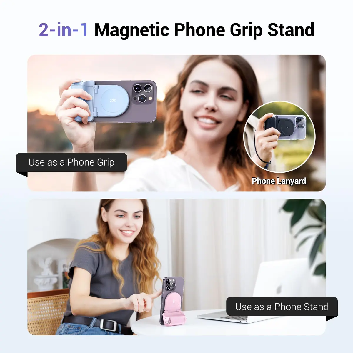 JJC Magnetic Phone Camera Grip Handle with Remote for MagSafe iPhone, Pink | Vlog & Live Streaming Support - view 2