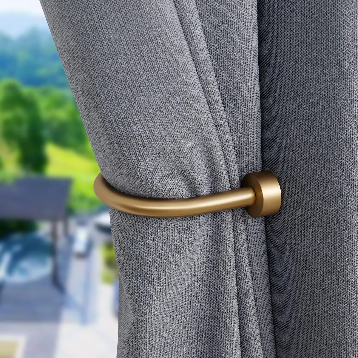 Mayrhyme Metal Curtain Holdbacks with Cap Finials, Warm Gold (18.5cm/7.28" x 11cm/4.33") | Set of 2 - view 2