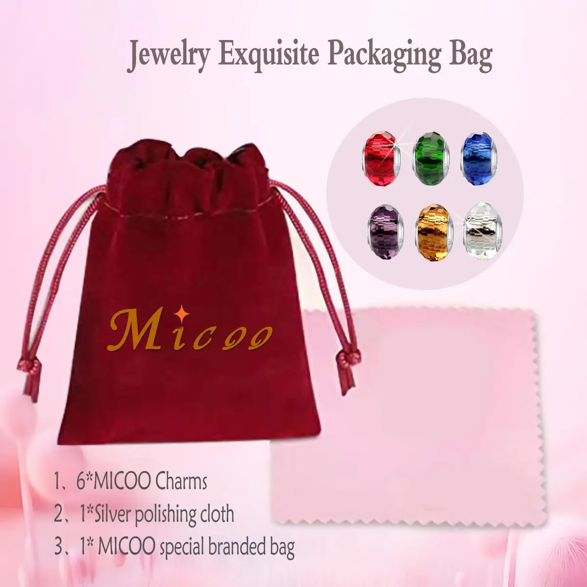MICOO 925 Sterling Silver Charms for Bracelets | Safe, Fashion DIY Pendants, Birthstone Beads, Gift for Women - view 3