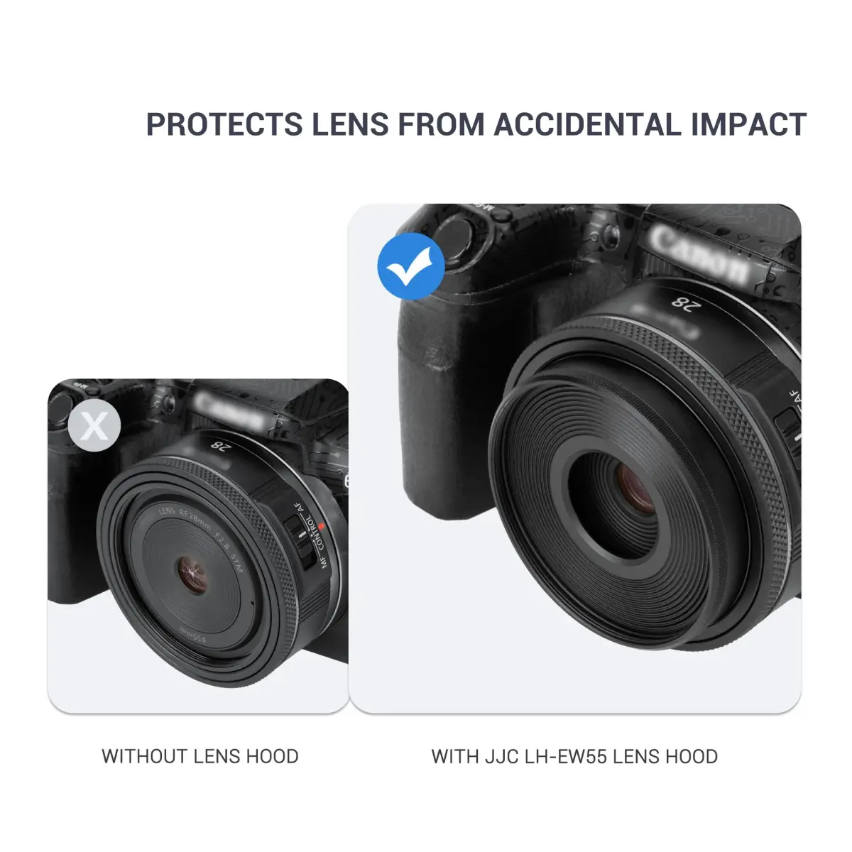 JJC Lens Hood for Canon RF 28mm f/2.8 STM Lens, EW-55 Replacement, 55mm Filter Compatible | Aluminum Alloy Construction - view 4
