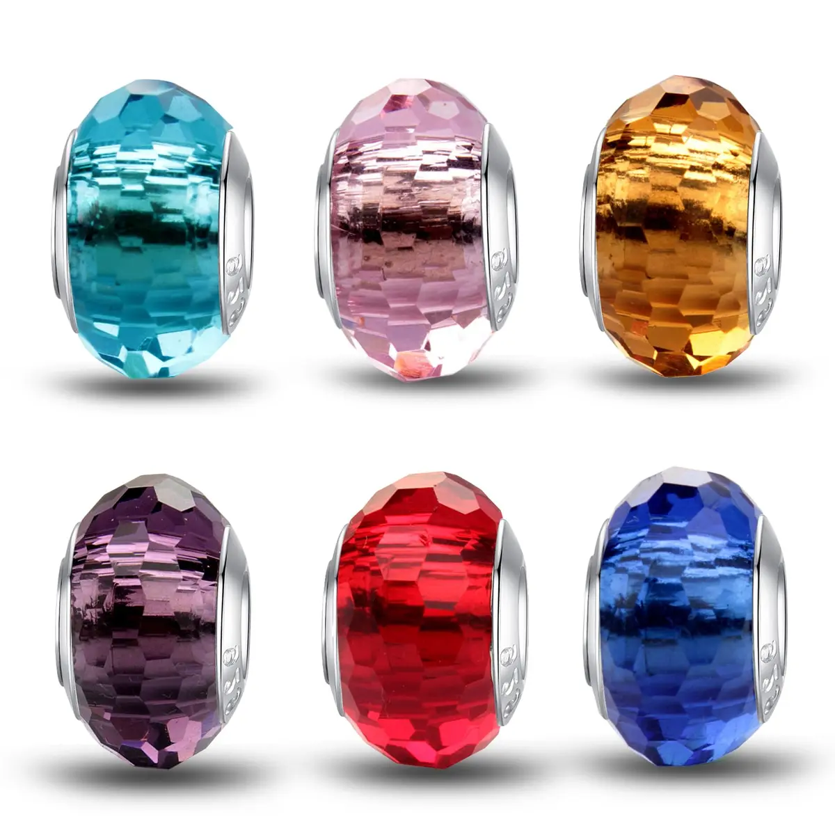 MICOO 925 Sterling Silver Charms for Bracelets | Fashion DIY Dangle Pendants Beads, Birthstone, Birthday Gift (4.6mm~5mm, 6 styles) - main product image