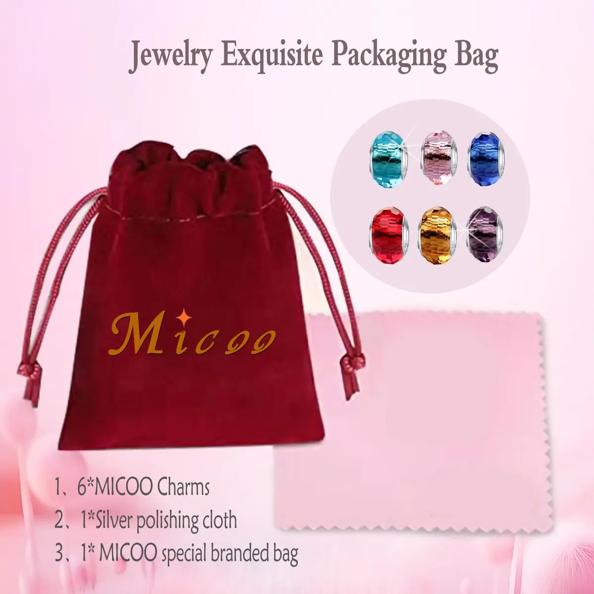 MICOO 925 Sterling Silver Charms for Bracelets | Fashion DIY Dangle Pendants Beads, Birthstone, Birthday Gift (4.6mm~5mm, 6 styles) - view 3