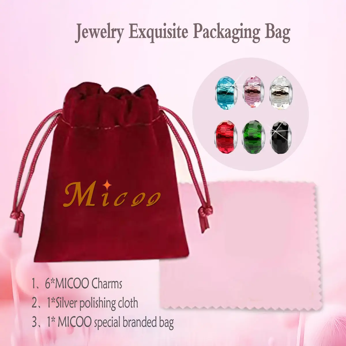MICOO 925 Sterling Silver Charms for Bracelets | Safe, Fashion DIY Beads, Birthstone Pendants, Gift for Women - view 3