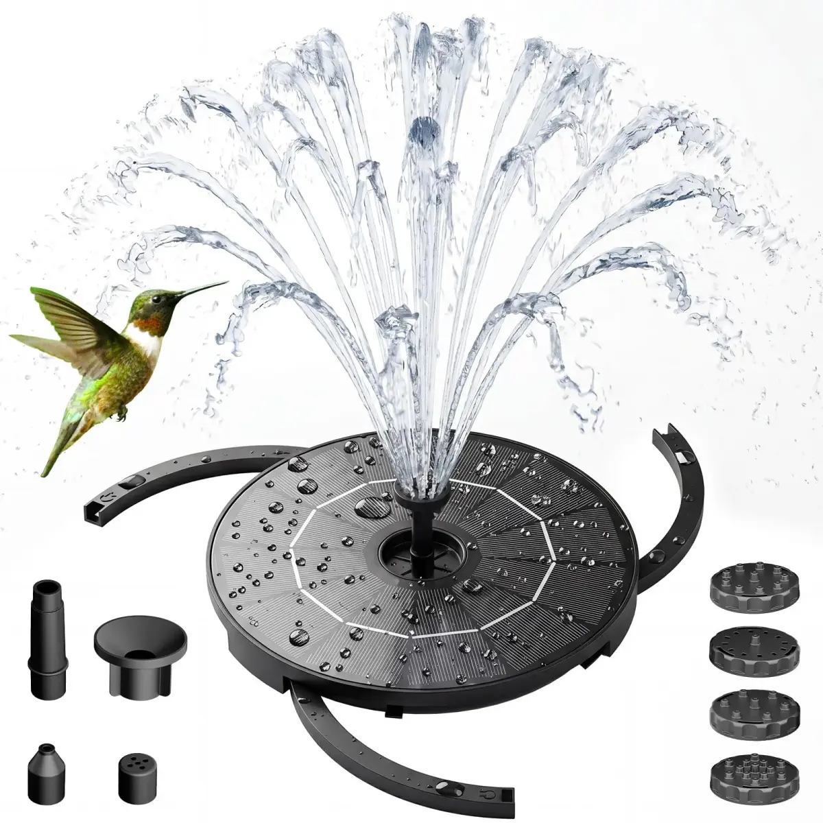 AISITIN 2.8W Solar Fountain Pump with 6 Nozzles & 3.9ft Cord | Attracts Birds to Bird Baths & Ponds - main product image