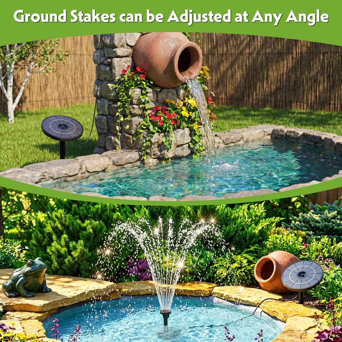 AISITIN 2.8W Solar Fountain Pump with 6 Nozzles & 3.9ft Cord | Attracts Birds to Bird Baths & Ponds - view 9