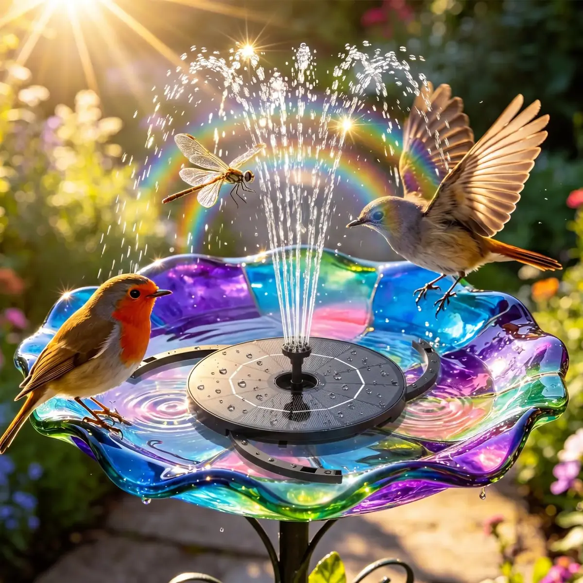 AISITIN 2.8W Solar Fountain Pump with 6 Nozzles & 3.9ft Cord | Attracts Birds to Bird Baths & Ponds - view 2