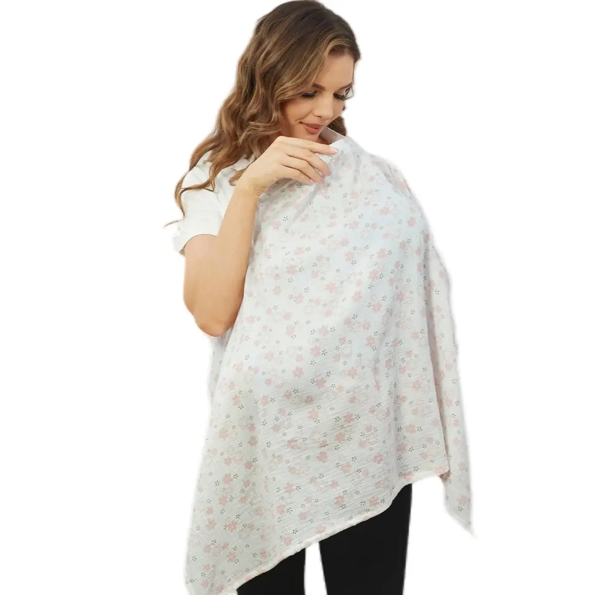 Zdolmy Muslin Nursing Cover Lovely Flower 70cm (27.5"W x 39.4"L) | Breathable Cotton for Moms - main product image