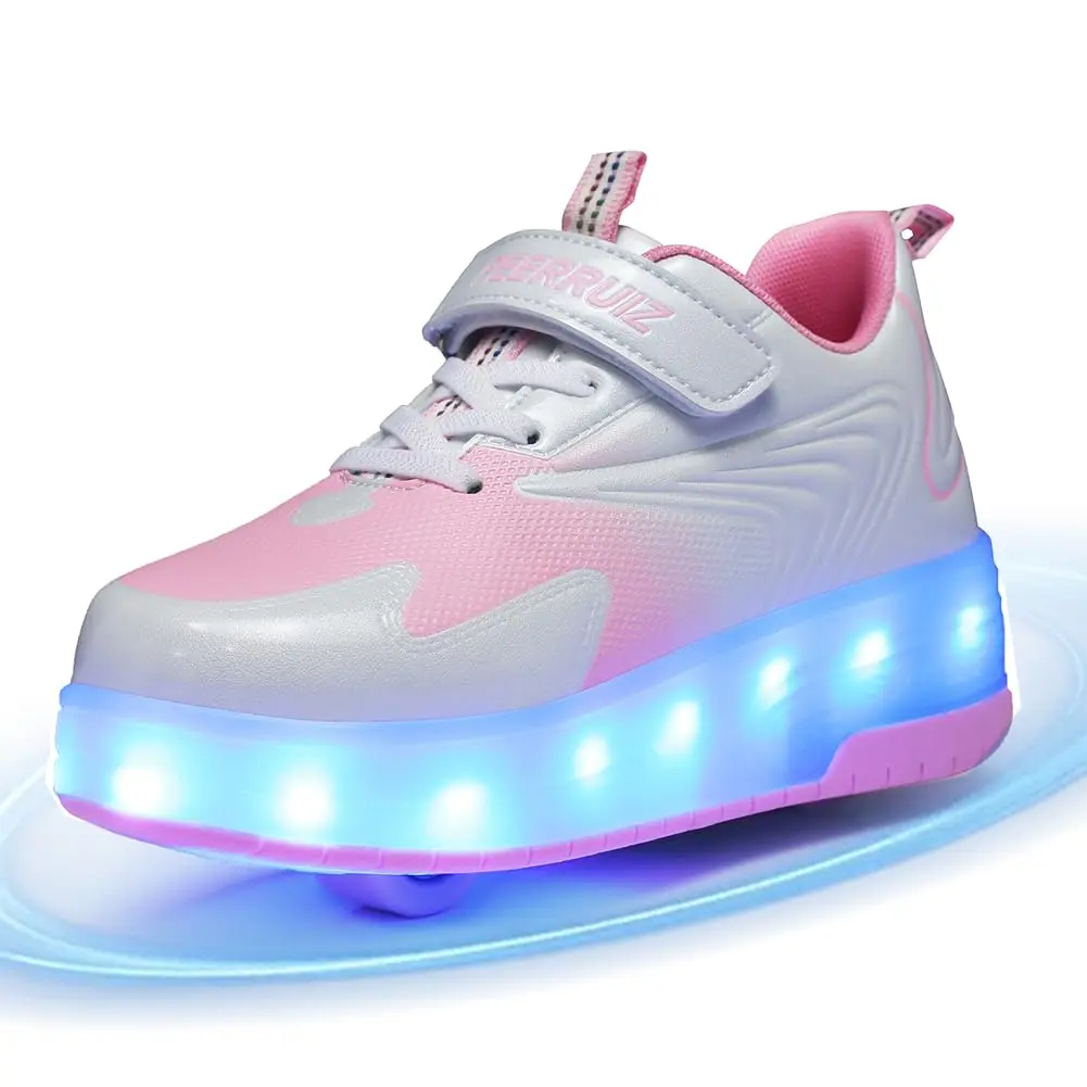 Yogeeft Girls Roller Shoes with USB Rechargeable 6 Big Kid | LED Lights & Retractable Wheels - main product image