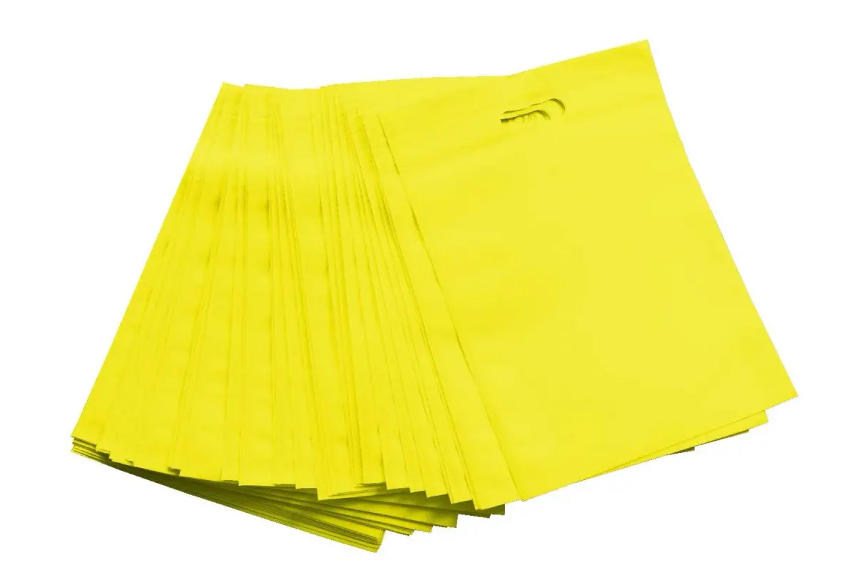 AGRASHRI ENTERPRISES D Cut Cloth Carry Bag 39cm (15.4in) x 30cm (11.8in) | Pack of 50 Yellow Grocery Bags - view 2