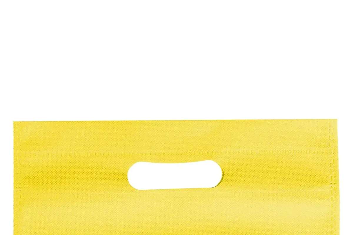 AGRASHRI ENTERPRISES D Cut Cloth Carry Bag 39cm (15.4in) x 30cm (11.8in) | Pack of 50 Yellow Grocery Bags - view 3