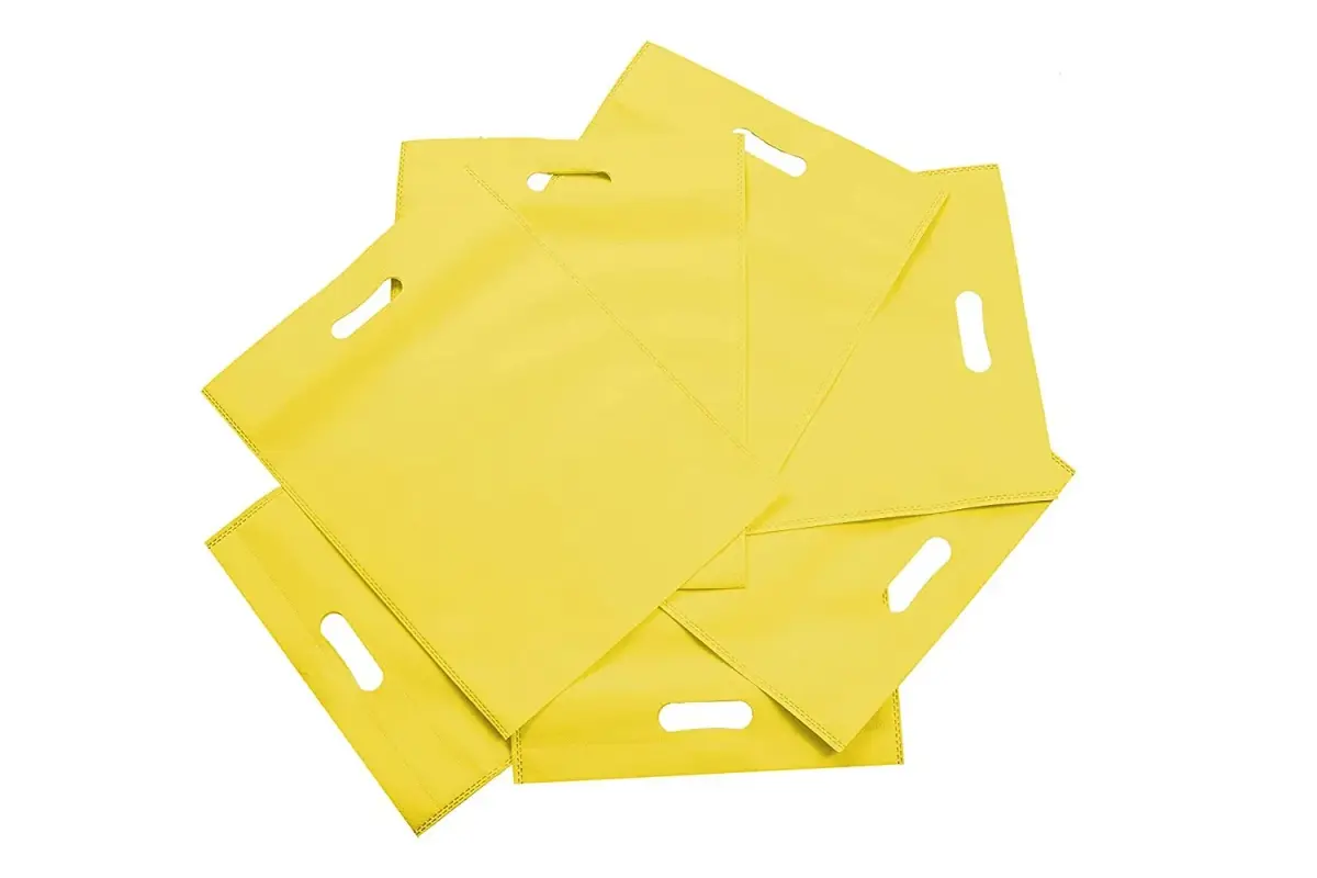 AGRASHRI ENTERPRISES D Cut Cloth Carry Bag 39cm (15.4in) x 30cm (11.8in) | Pack of 50 Yellow Grocery Bags - view 4