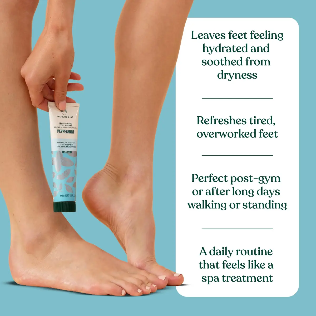 The Body Shop Peppermint Invigorating Foot Cream | For Dry Feet, 3.3 oz - view 5