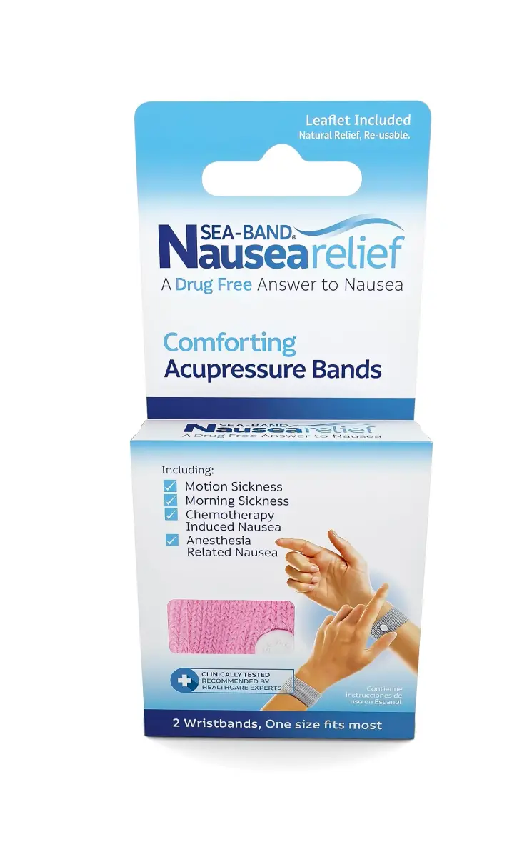 Sea-Band Anti-Nausea Acupressure Wristbands, 1 Pair, Pink | Drug-Free Nausea Relief for Travel Sickness - view 6