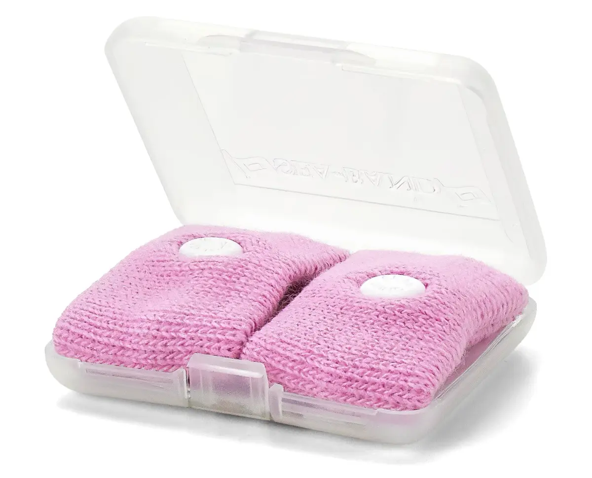 Sea-Band Anti-Nausea Acupressure Wristbands, 1 Pair, Pink | Drug-Free Nausea Relief for Travel Sickness - view 2
