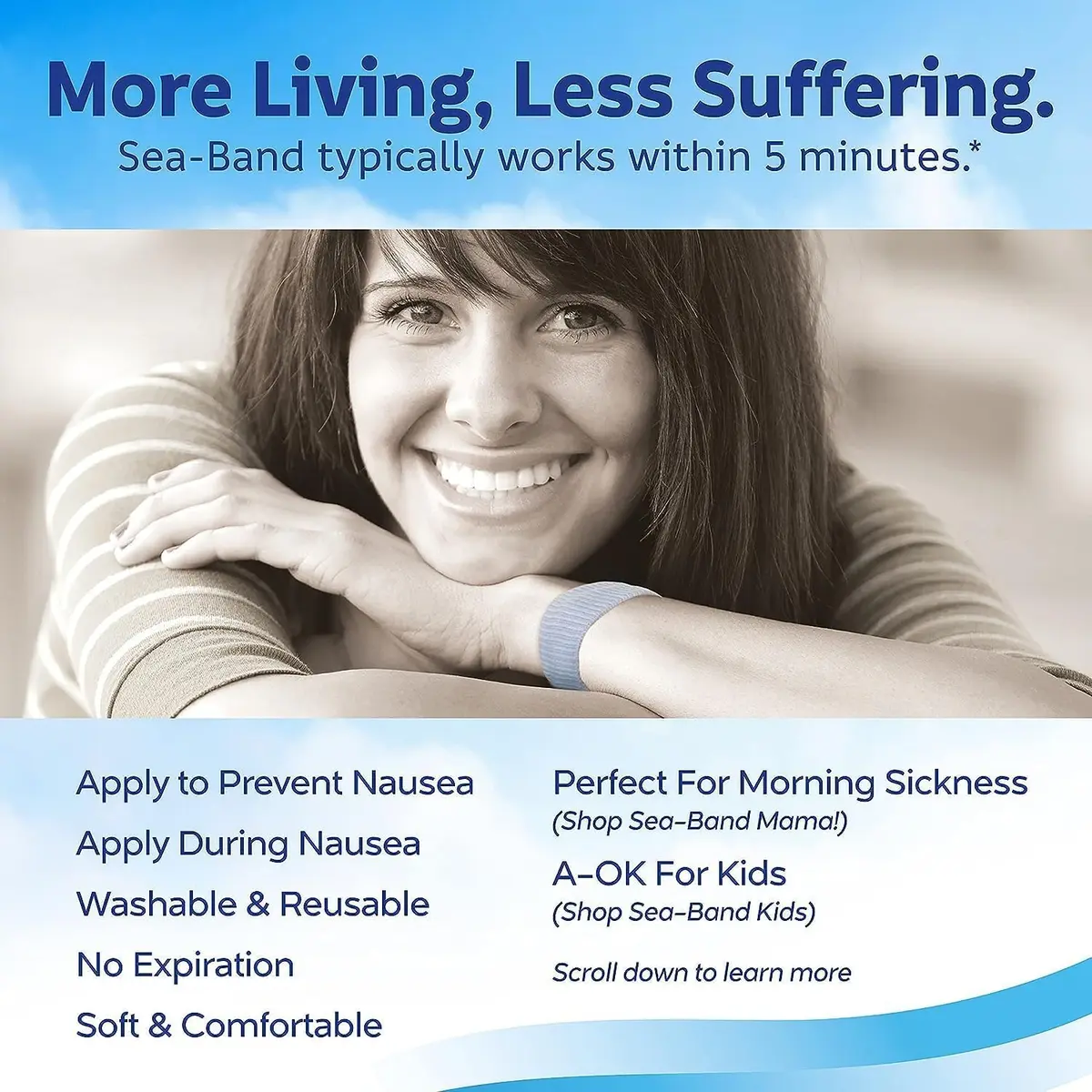 Sea-Band Anti-Nausea Wristbands Navy | Clinically Proven Acupressure for Travel Sickness Relief - view 4