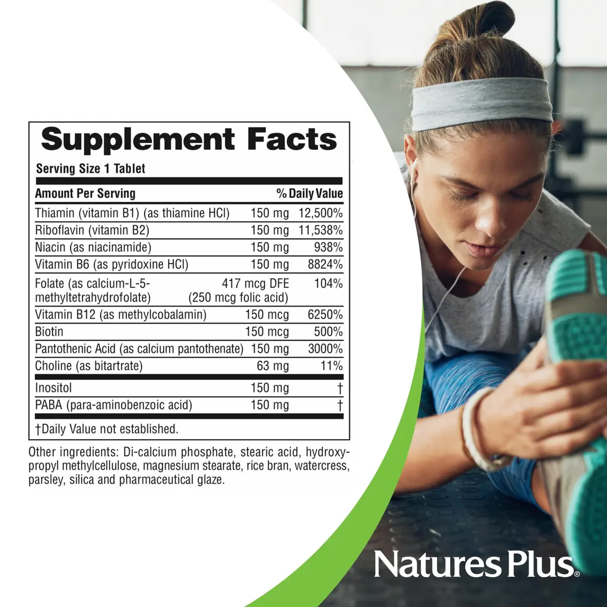 NaturesPlus Mega B-150 (90 Tablets, Pack of 2) - Balanced B-Complex - Sustained Release Formula - Vegetarian, Gluten Free - 180 Total Servings - view 5