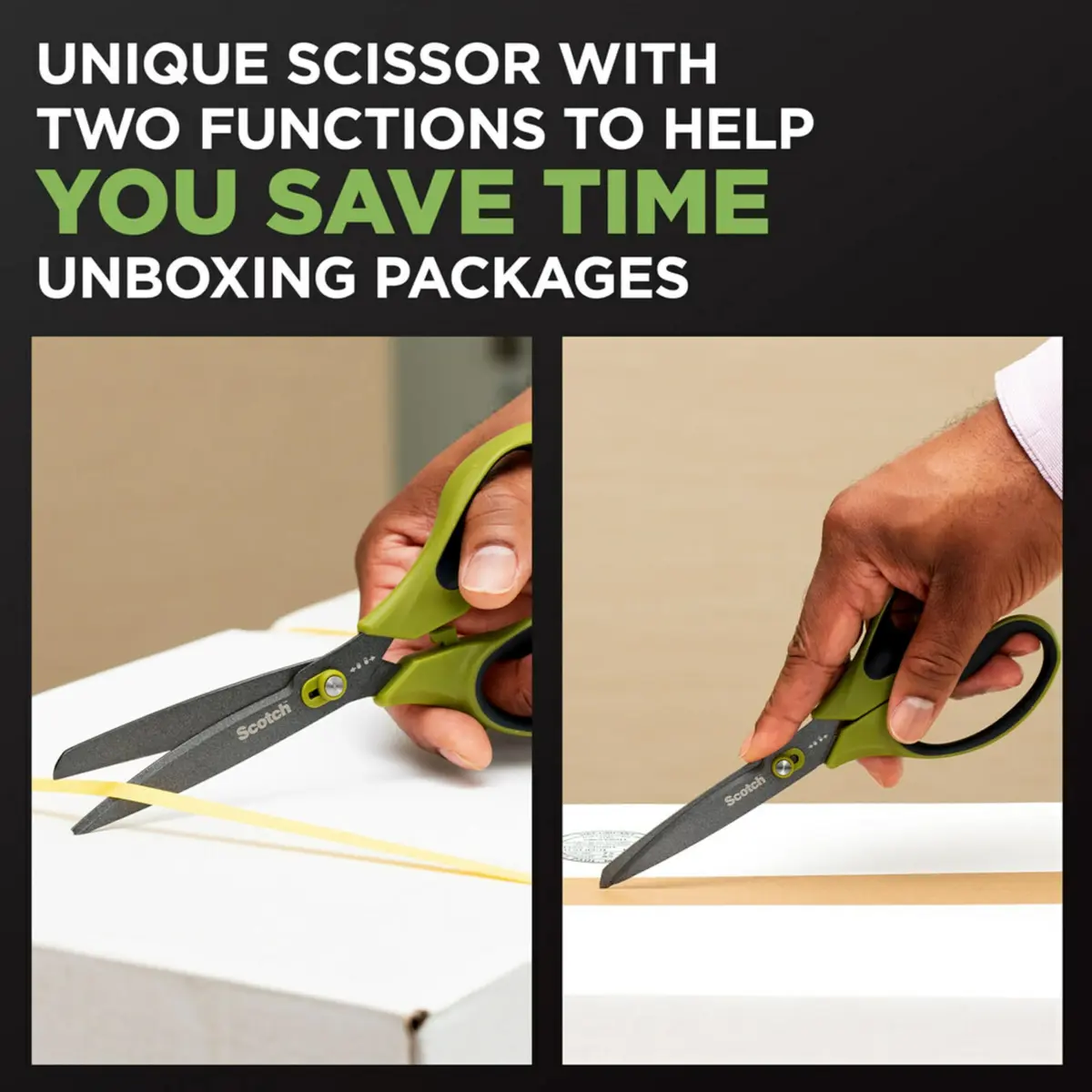 Scotch Non-Stick Unboxing Scissors, 8-inch (20.32 cm) with Box Cutter Mode | Precision Sharpened Blades - view 2