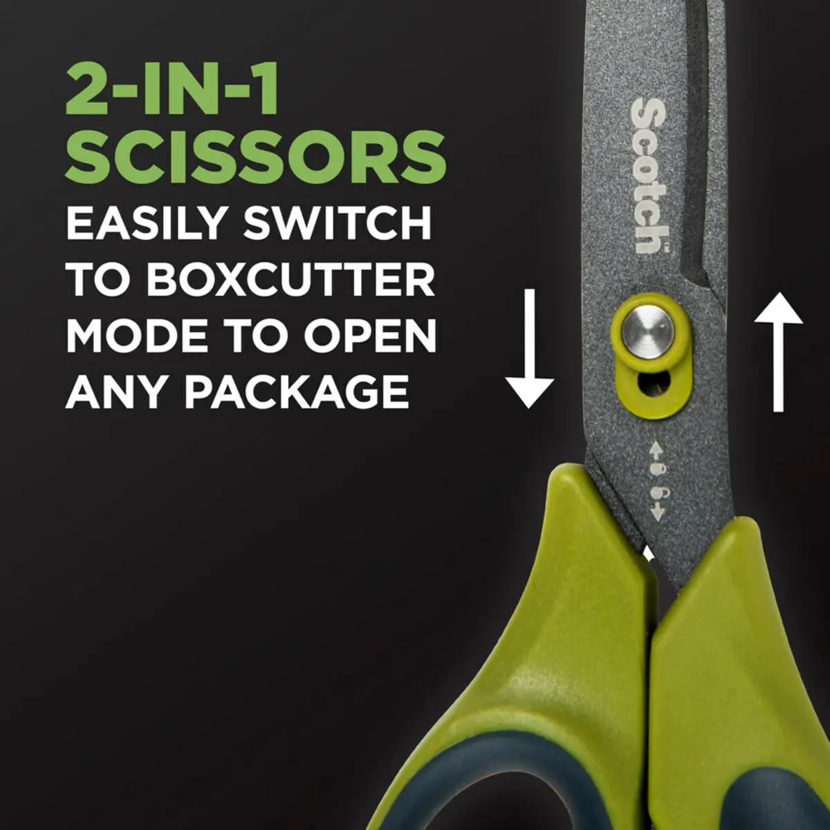 Scotch Non-Stick Unboxing Scissors, 8-inch (20.32 cm) with Box Cutter Mode | Precision Sharpened Blades - view 3