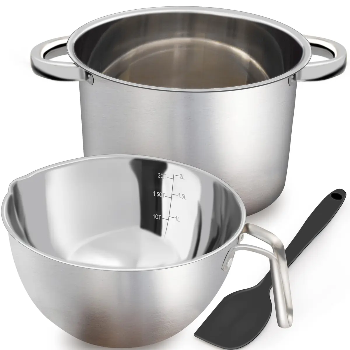 Marsheepy 1.8QT Double Boiler Melting Pot with 2.54QT Stainless Steel Pot | Food-Grade Steel, Stovetop & Dishwasher Safe - view 6