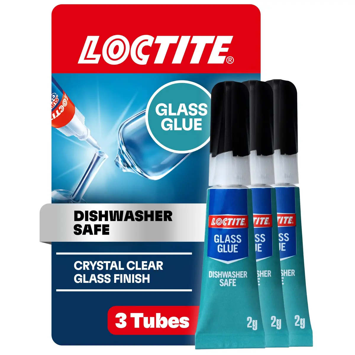 Loctite Glass Glue, Dishwasher Safe, Clear, 2g Bottle (Pack of 3) | Bonds Glass to Metal & Plastic - main product image