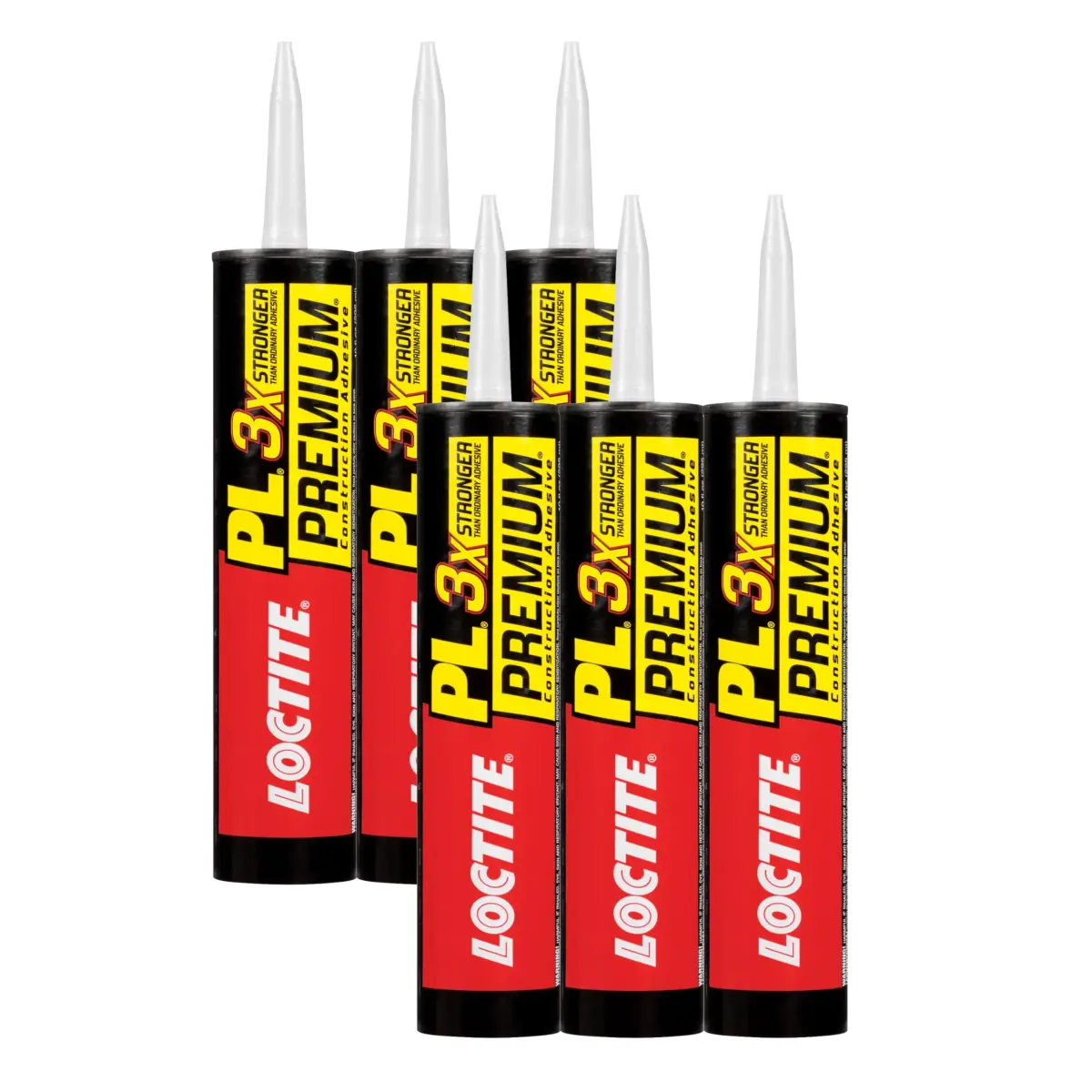 Loctite PL Premium Polyurethane Construction Adhesive 10 fl oz (296 ml) Cartridge, 6-Pack | Bonds Wood, Concrete, Stone, Metal & More - main product image