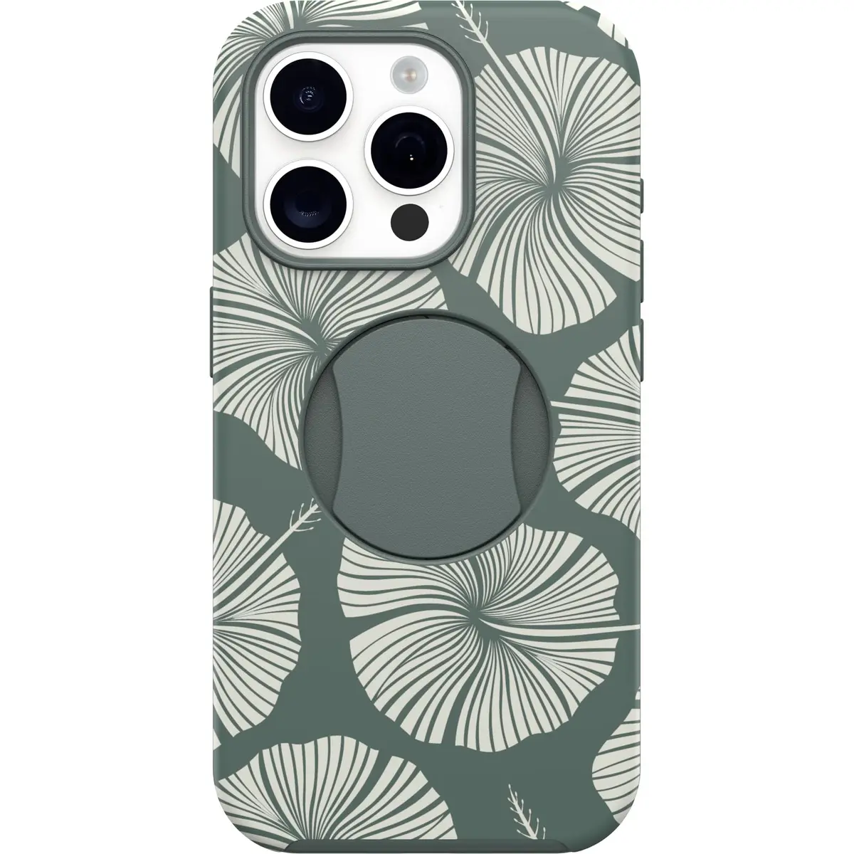 OtterBox OtterGrip Symmetry Series Case for iPhone 15 Pro (Only) - Island Getaway (Green) | Built-in Grip, Snaps to MagSafe, Raised Edges Protect Camera & Screen - main product image