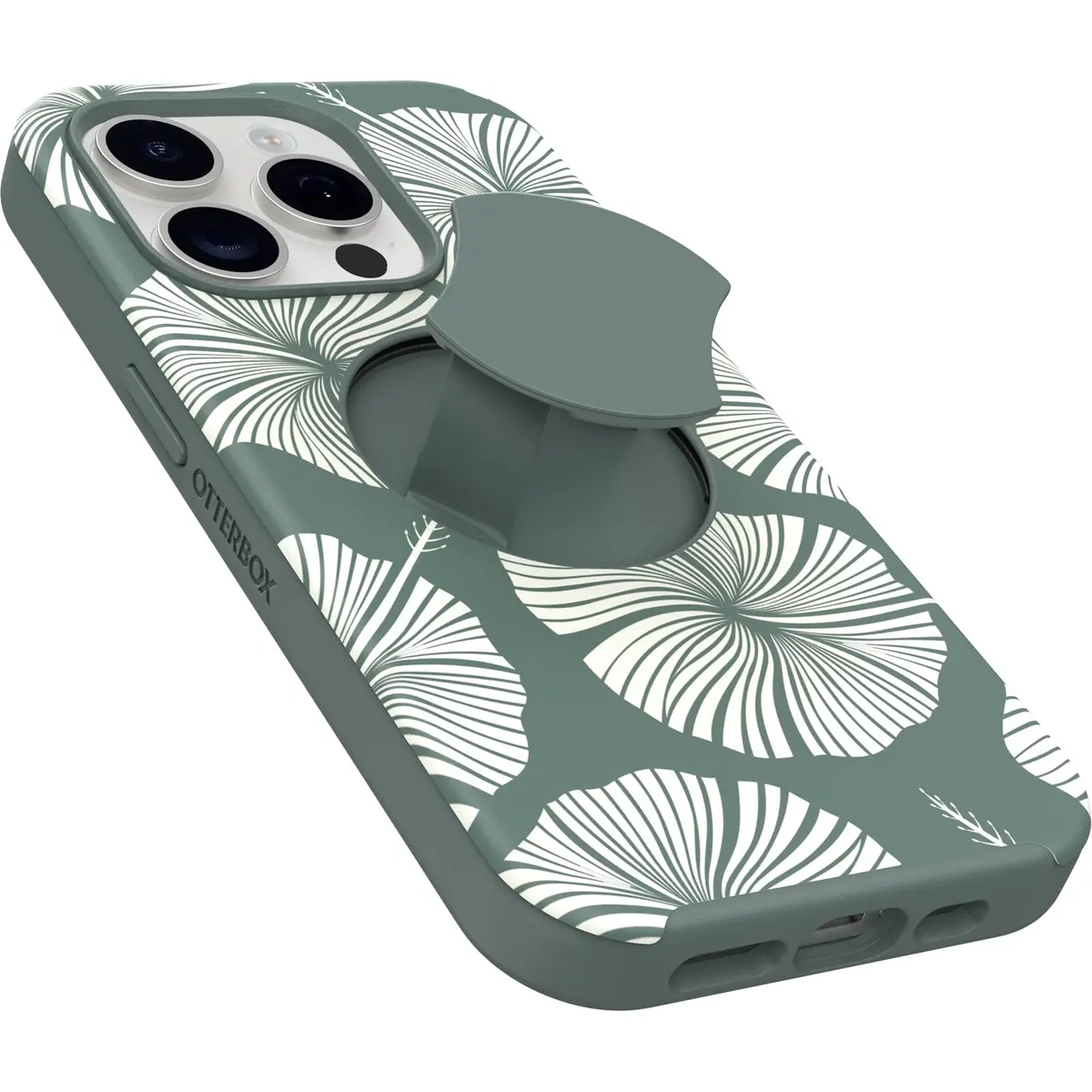 OtterBox OtterGrip Symmetry Series Case for iPhone 15 Pro (Only) - Island Getaway (Green) | Built-in Grip, Snaps to MagSafe, Raised Edges Protect Camera & Screen - view 5