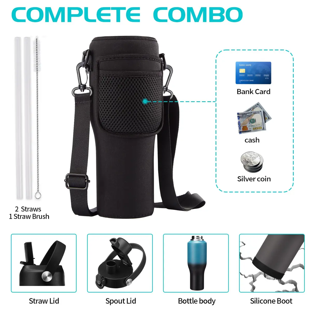 DIGJUPER 40oz Insulated Tumbler with Sleeve & 2 Lids | Keeps Cold 48 Hrs, Hot 24 Hrs - view 6