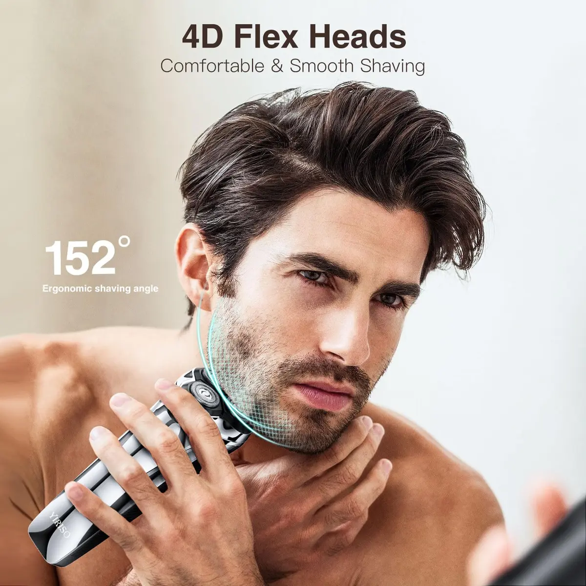 YIRISO 9000 RPM Rotary Shaver for Men, Silver, 200g (7.05 oz) | Smooth Shave with 4D Floating Head - view 5