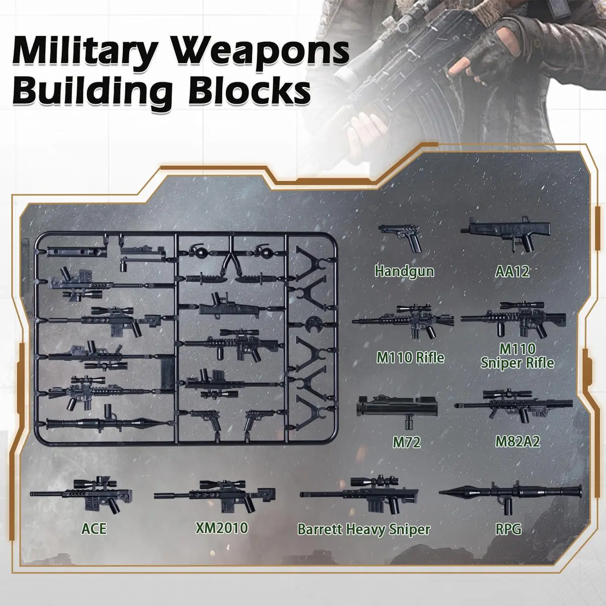 HIMIRICH Weapons Pack Military Toy Set 90 PCS | Educational Building Blocks for Kids 3-6 - view 3