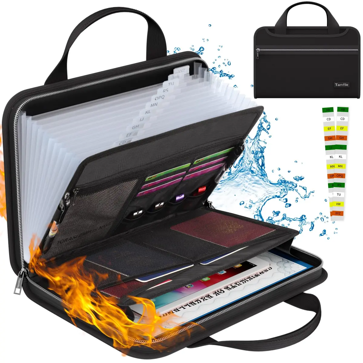 Tamfile Fireproof Accordion File Organizer, Expanding File Folder | Fire & Water Resistant Document Storage - main product image