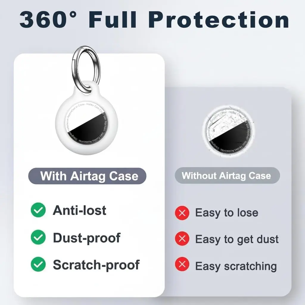 MOLOSLEEVE AirTag Case for 2nd Gen (2026) & 1st Gen, Shockproof Hard PC Holder with Keychain | White - view 4