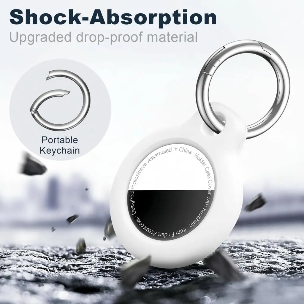 MOLOSLEEVE AirTag Case for 2nd Gen (2026) & 1st Gen, Shockproof Hard PC Holder with Keychain | White - view 5