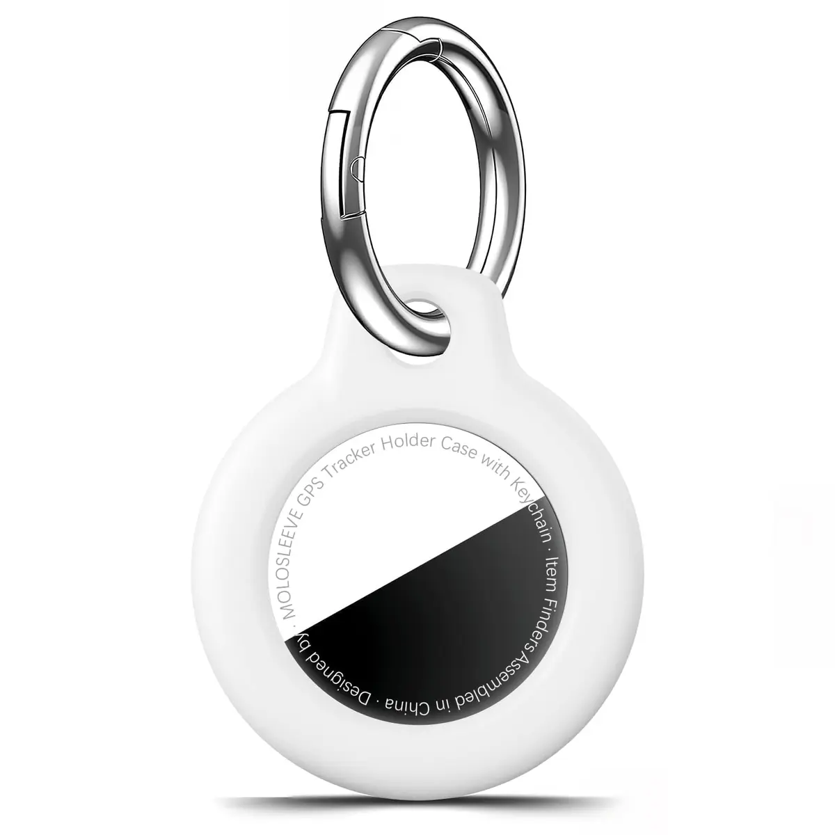MOLOSLEEVE AirTag Case for 2nd Gen (2026) & 1st Gen, Shockproof Hard PC Holder with Keychain | White - main product image
