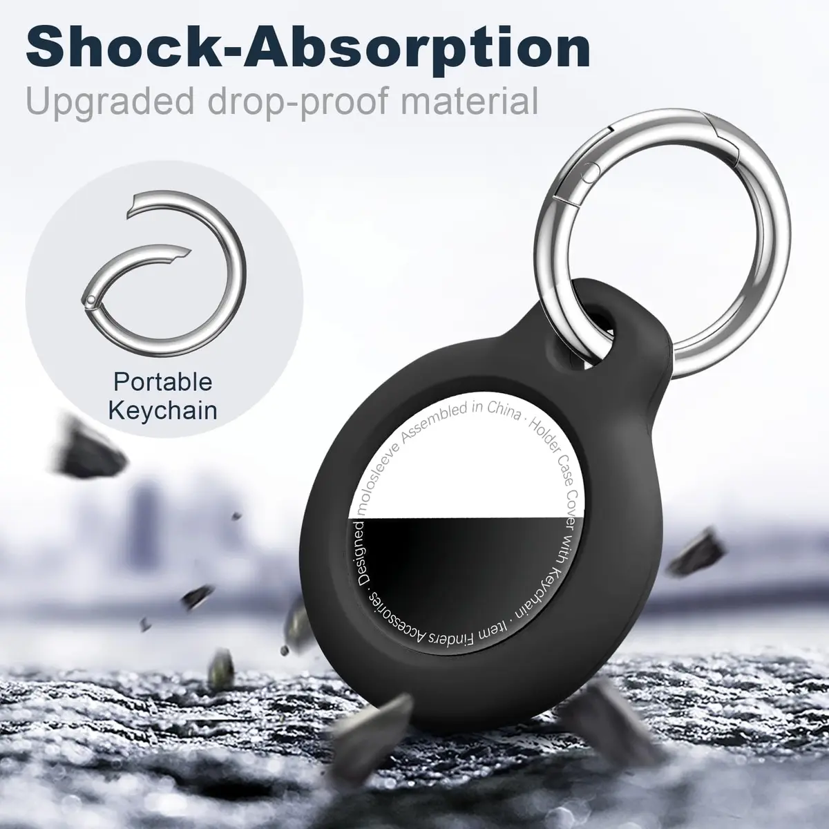 MOLOSLEEVE Black 4 Pack Keychain for AirTag 2nd Gen & 1st Gen | Shockproof Protective Cover - view 5