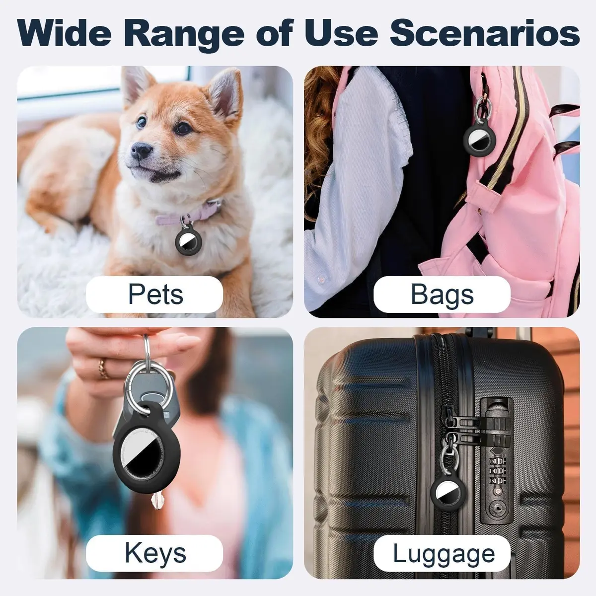 MOLOSLEEVE Black 4 Pack Keychain for AirTag 2nd Gen & 1st Gen | Shockproof Protective Cover - view 6