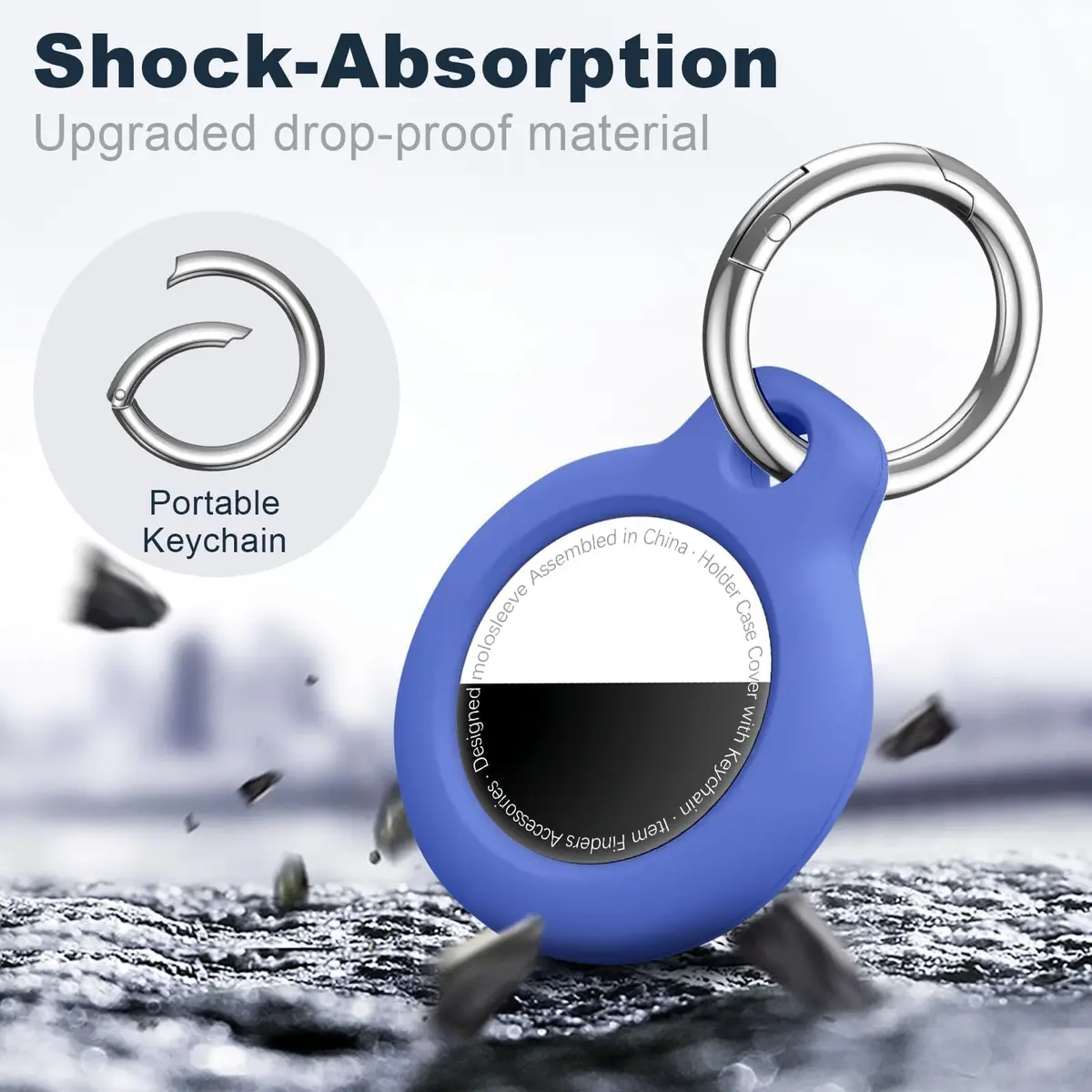 MOLOSLEEVE Keychain for AirTag 2nd Gen & 1st Gen | Shockproof & Anti-Scratch Blue - view 5
