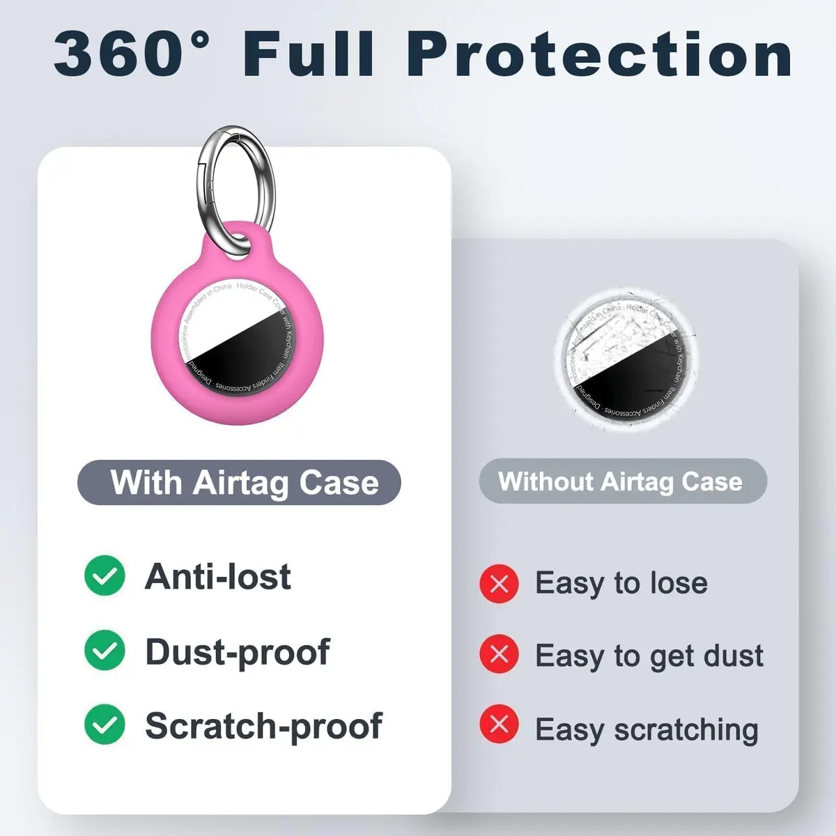 MOLOSLEEVE AirTag Keychain Case for 1st & 2nd Gen | Rose Red Hard PC Protective Cover - view 4
