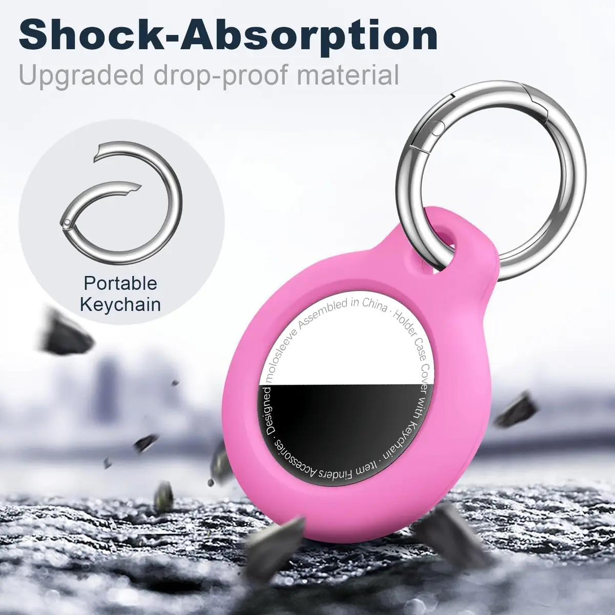 MOLOSLEEVE AirTag Keychain Case for 1st & 2nd Gen | Rose Red Hard PC Protective Cover - view 5