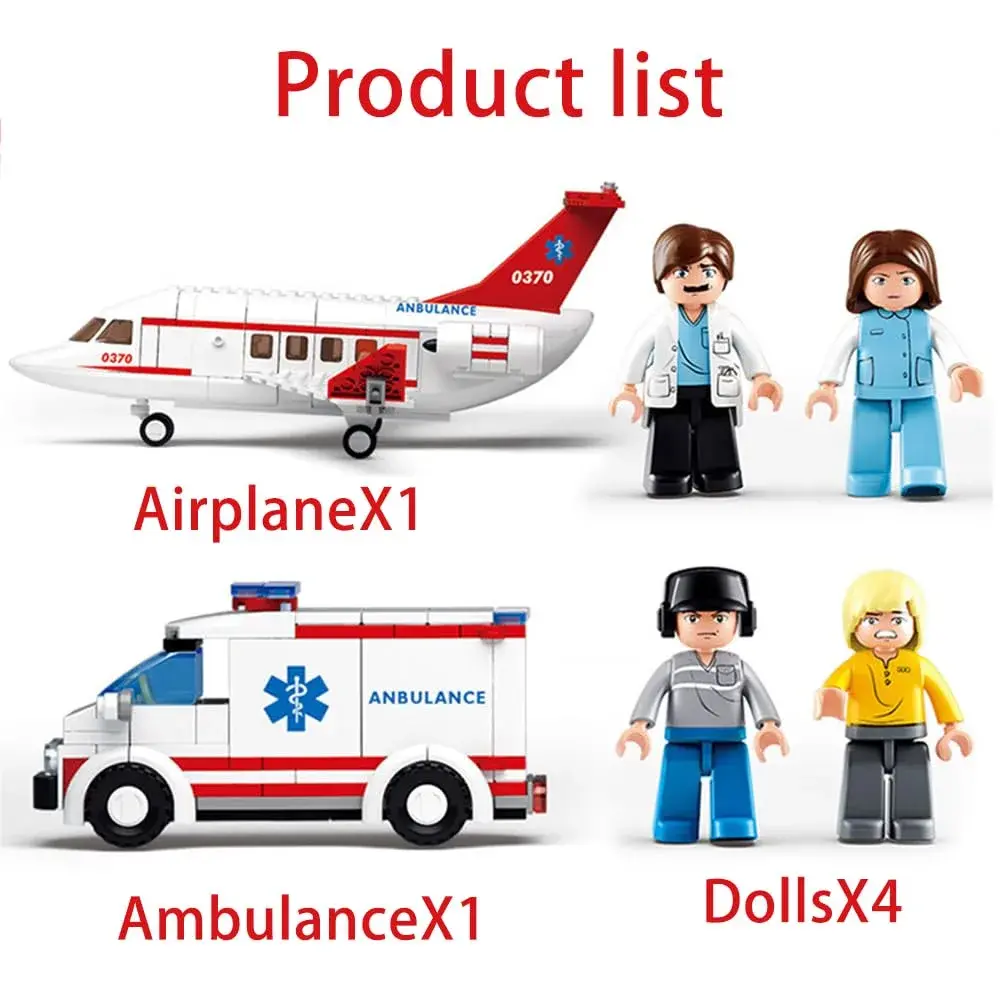 ENHANA City Airplane Station Toy with Ambulance & Workers | 335 Pieces (156 g) - view 5